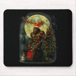 Big Foot Rock On Santa Snowman Christmas Tree Xmas Mouse Pad