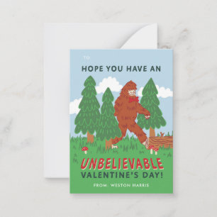 Big Foot Sasquatch Classroom Valentine's Exchange Card