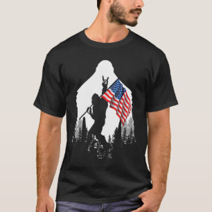 Big Foot Shirt - Bigfoot Sasquatch American Flag P
