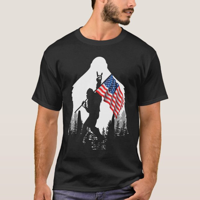 Big Foot Shirt - Bigfoot Sasquatch American Flag P (Front)