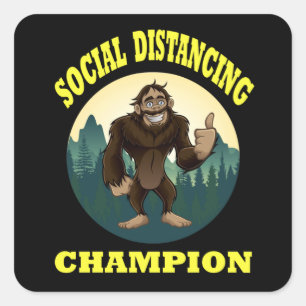 Big Foot Social Distancing Funny Square Sticker