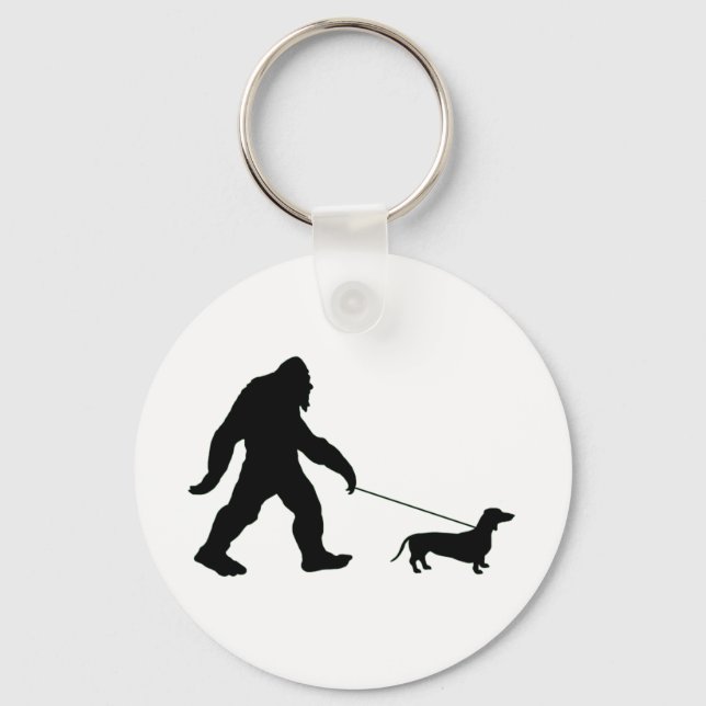 Big Foot Walking His Dog Key Ring (Front)