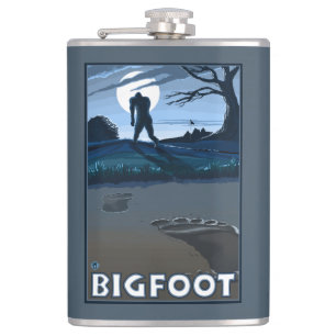 Big Foot walking through Golf Course Hip Flask