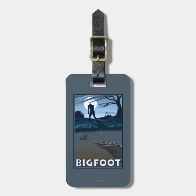 Big Foot walking through Golf Course Luggage Tag (Front Vertical)