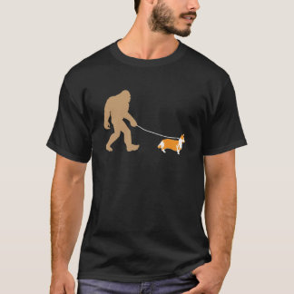 Big Foot Walking With Corgi Dog Tshirt267 T-Shirt