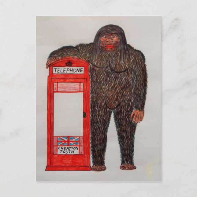 big foot with phonebox, postcard (Front)