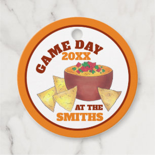 Big Football Game Tailgate Party Chips Cheese Dip Favour Tags