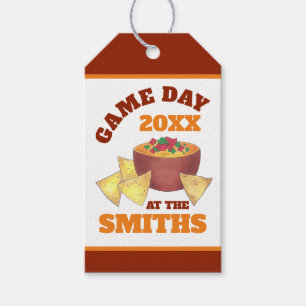 Big Football Game Tailgate Party Chips Cheese Dip Gift Tags