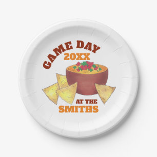 Big Football Game Tailgate Party Chips Cheese Dip Paper Plate