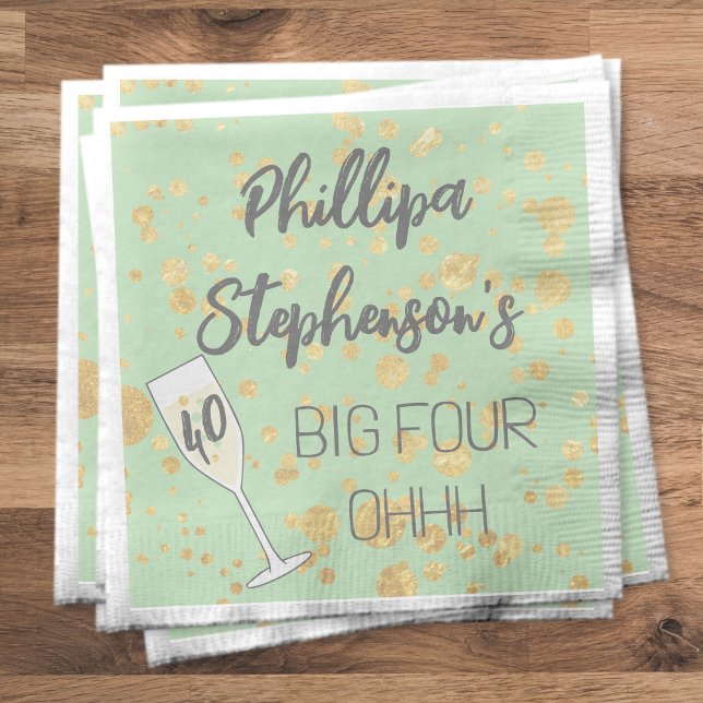 Big Four-Ohhh Birthday serviettes 40 & Fabulous! Napkin (Creator Uploaded)