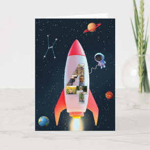 Big Four with Photos   4th Birthday Space Rocket Card
