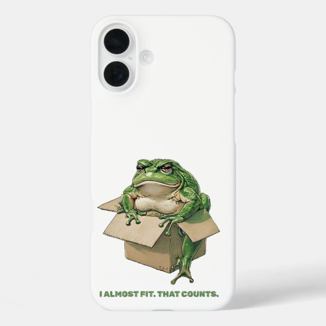 Big Frog in Small Box – I Almost Fit Meme Design Case-Mate iPhone Case (Back)