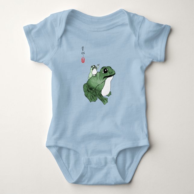 Big Frog Little Japanese Frog Toad 19th Century  Baby Bodysuit (Front)