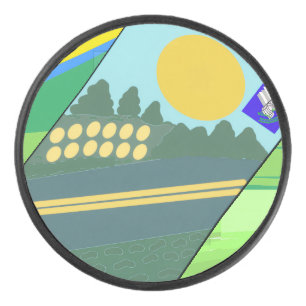 Big Funny Eggs Crossing the Road Hockey Puck