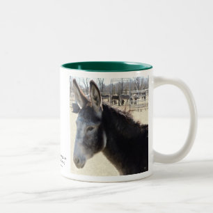Big Furry Ears - Donkey Horse Animal Rescue Two-Tone Coffee Mug