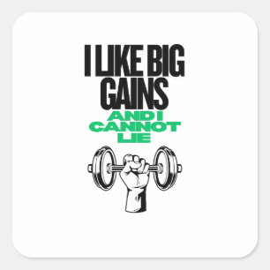 Big Gains Funny Gym Shirt Square Sticker