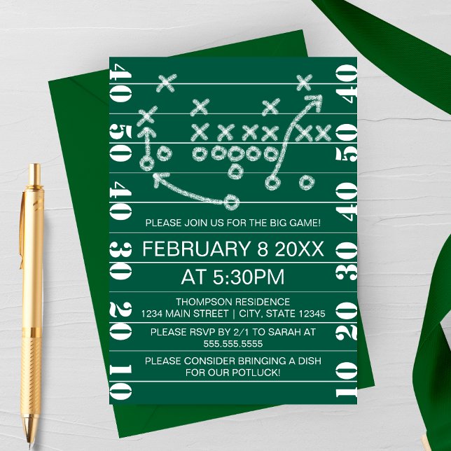 Big Game Football Play Diagram Party Invitation (Creator Uploaded)
