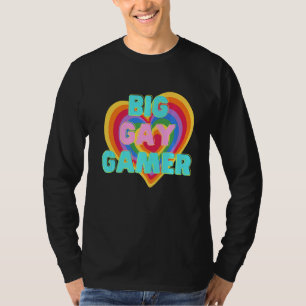 Big Gay Gamer Lgbtq Pride Ally Rainbow Flag T-Shirt