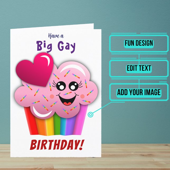 Big Gay Pastry Birthday Card (Wish a very Happy Birth - gay to your favorite human with this LGBTQ+ inspired birthday card. )