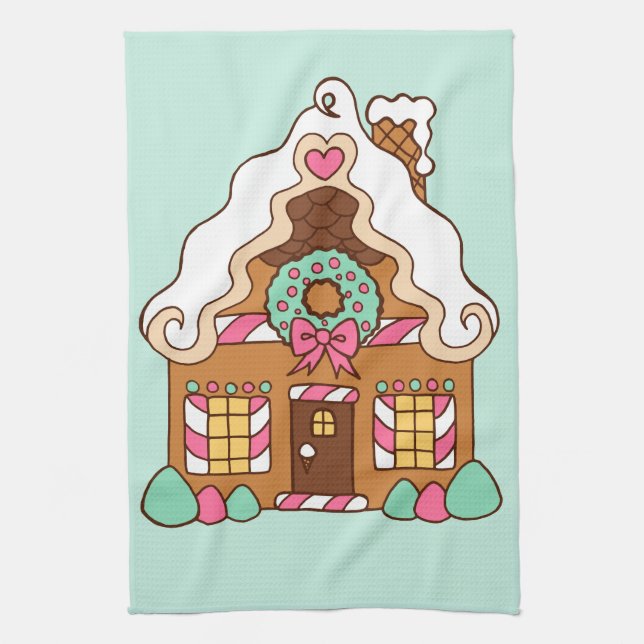 Big Gingerbread House Christmas Kitchen Towel  (Vertical)