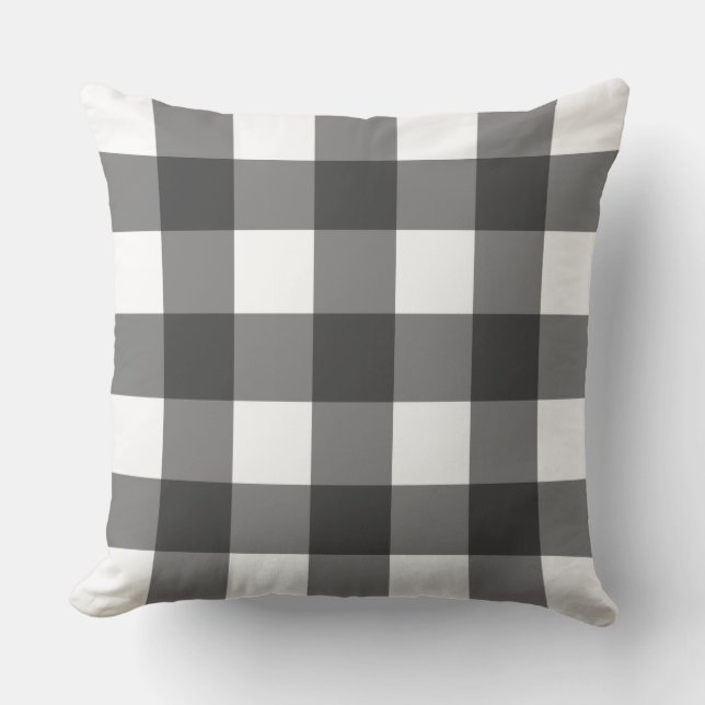 Big Gingham Pattern – Monochrome Cushion (Front)
