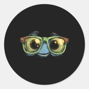 Big Glasses Face Look Classic Round Sticker