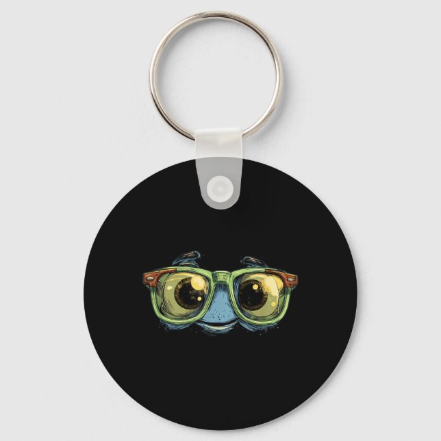 Big Glasses Face Look Key Ring (Front)