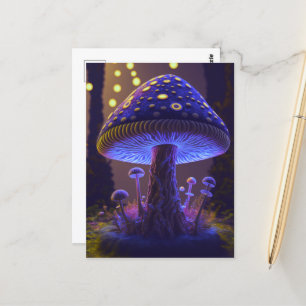 Big Glowy Mushroom - Indigo & Yellow Postcard