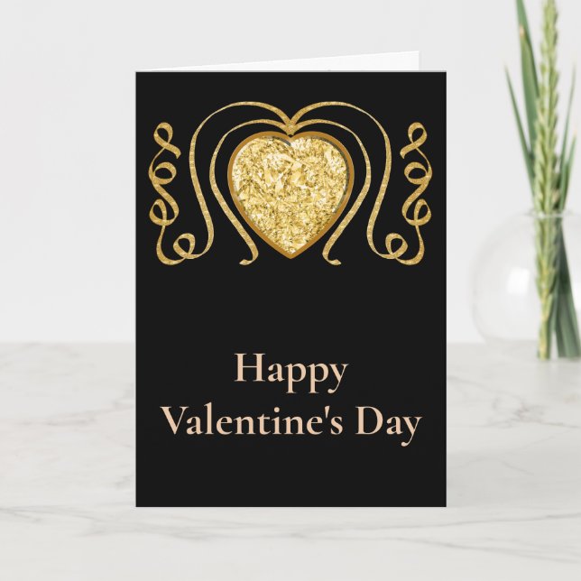 Big Gold Heart Valentine Family Greetings Card (Front)