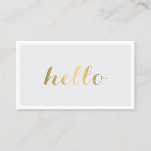 Big Gold Hello Grey and White Business Card