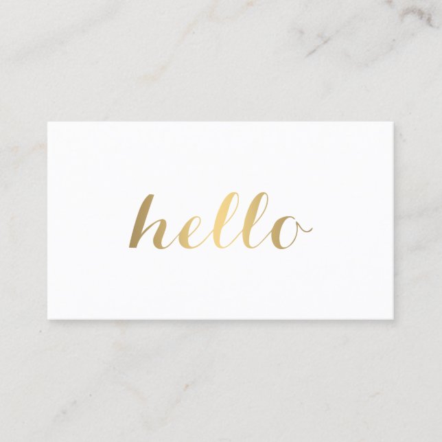 Big Gold Hello Simply Stated Business Card (Front)