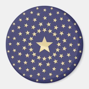 Big Golden Star circled by smaller stars Magnet