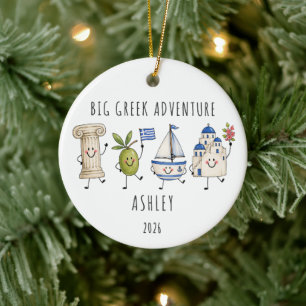 Big Greek Adventure Personalised Travel Ceramic Ornament