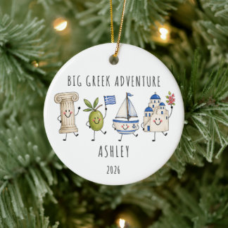 Big Greek Adventure Personalised Travel Ceramic Ornament