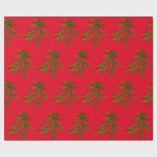 Big Green Buds on Red Personalised Wrapping Paper