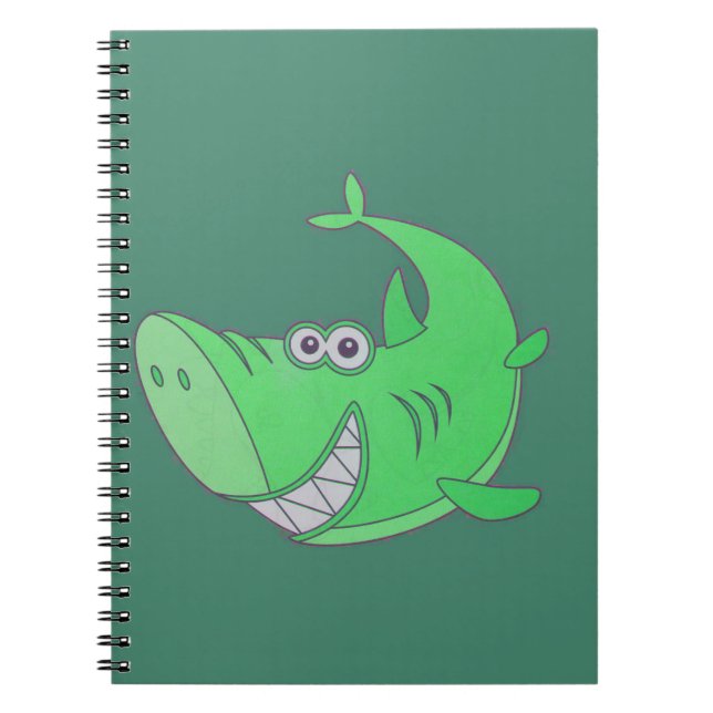 Big Green Cartoon Shark Notebook (Front)