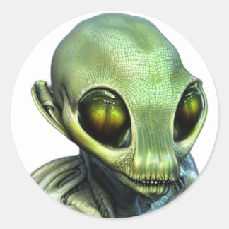 Big Green Eyes Alien  Classic Round Sticker