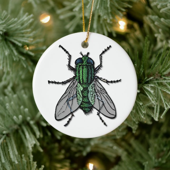 Big Green Fly Ceramic Ornament (Tree)