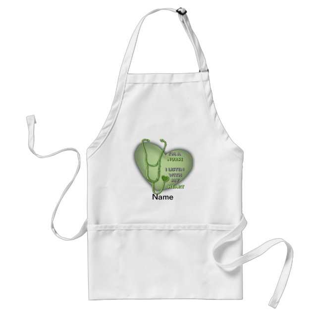 Big green heart nurse  standard apron (Front)