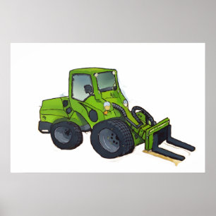 Big green telehandler forklift poster