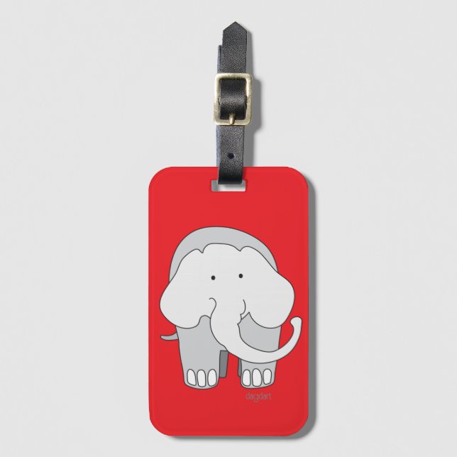 Big Grey Elephant Luggage Tag (Front Vertical)
