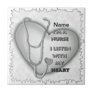Big grey heart nurse  ceramic tile