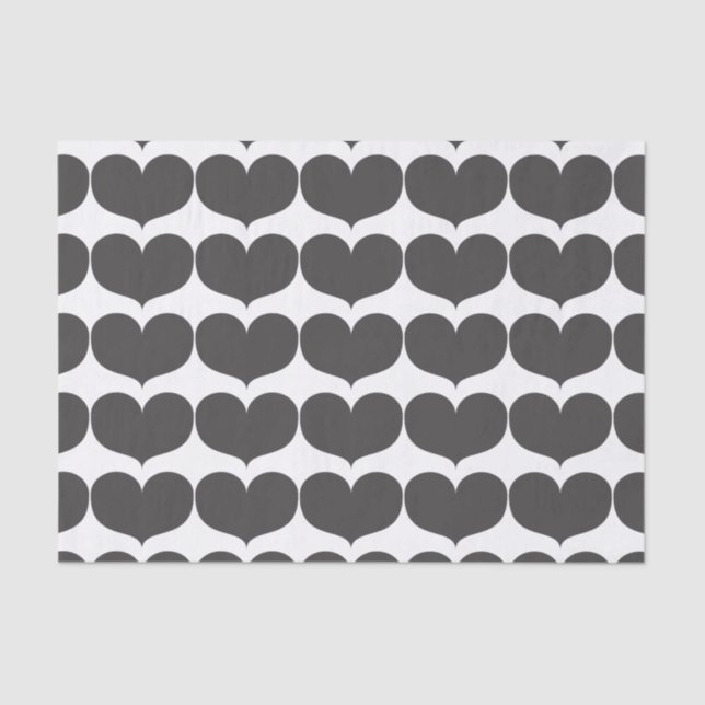 Big Grey Hearts Tissue Paper (Front)