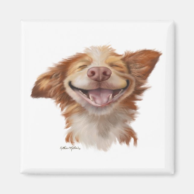 Big Grin Dog Cartoon Magnet (Front)