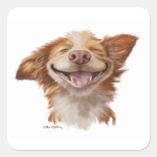 Big Grin Dog Cartoon Square Sticker