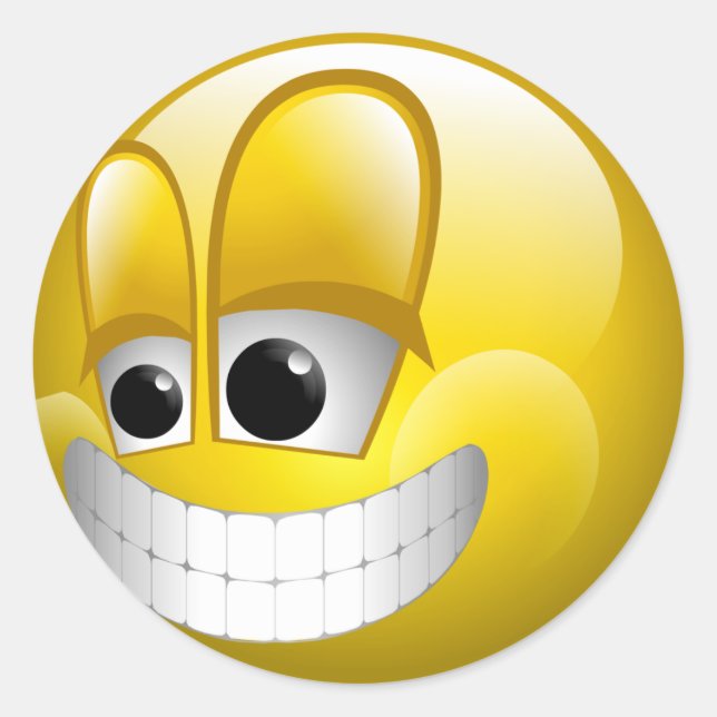 BIG GRIN FACE CLASSIC ROUND STICKER (Front)