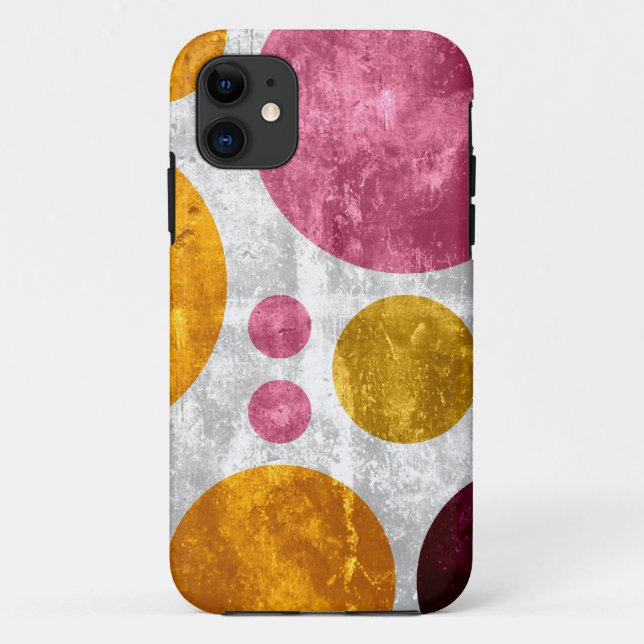 Big Grunge Retro Polka Dots | Pink Yellow Brown Case-Mate iPhone Case (Back)