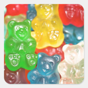 Big gummy bears pattern for big & small,candy,fun square sticker