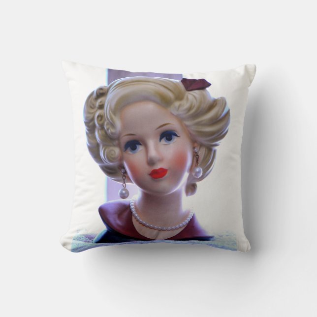 Big Hair Lady Head Vase Attitude Doll Cushion (Front)