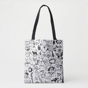 Big halloween doodles collection. Hand drawn vinta Tote Bag